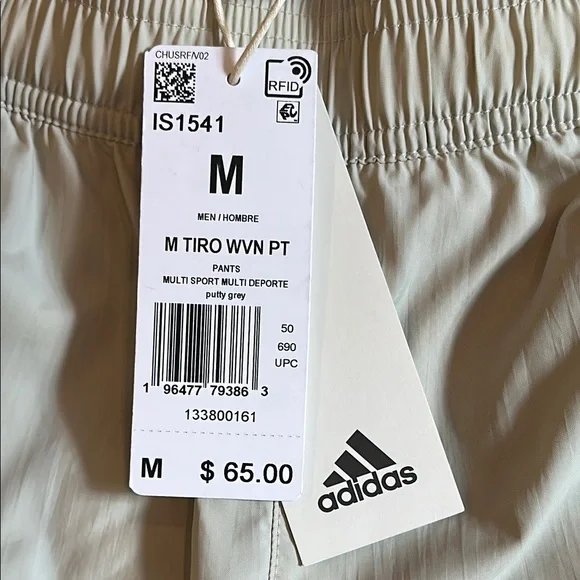 NWT Adidas Men’s Tiro Woven Track Pants Putty Grey Size M - Picture 2 of 9
